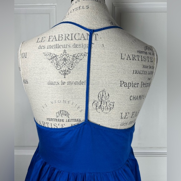Anthropologie LACAUSA Blue T-Strap Maxi Dress With Pockets Size Small - Picture 6 of 7